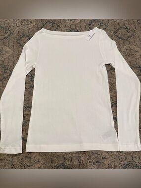 GAP White Long Sleeve Boatneck Top
